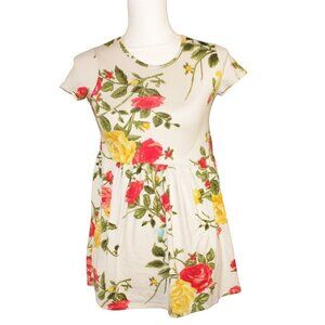 Pomelo women’s XS Short Sleeve Baby Doll White Floral Shirt